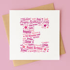 Personalised Pink Star Birthday Card For Her – Any Letter