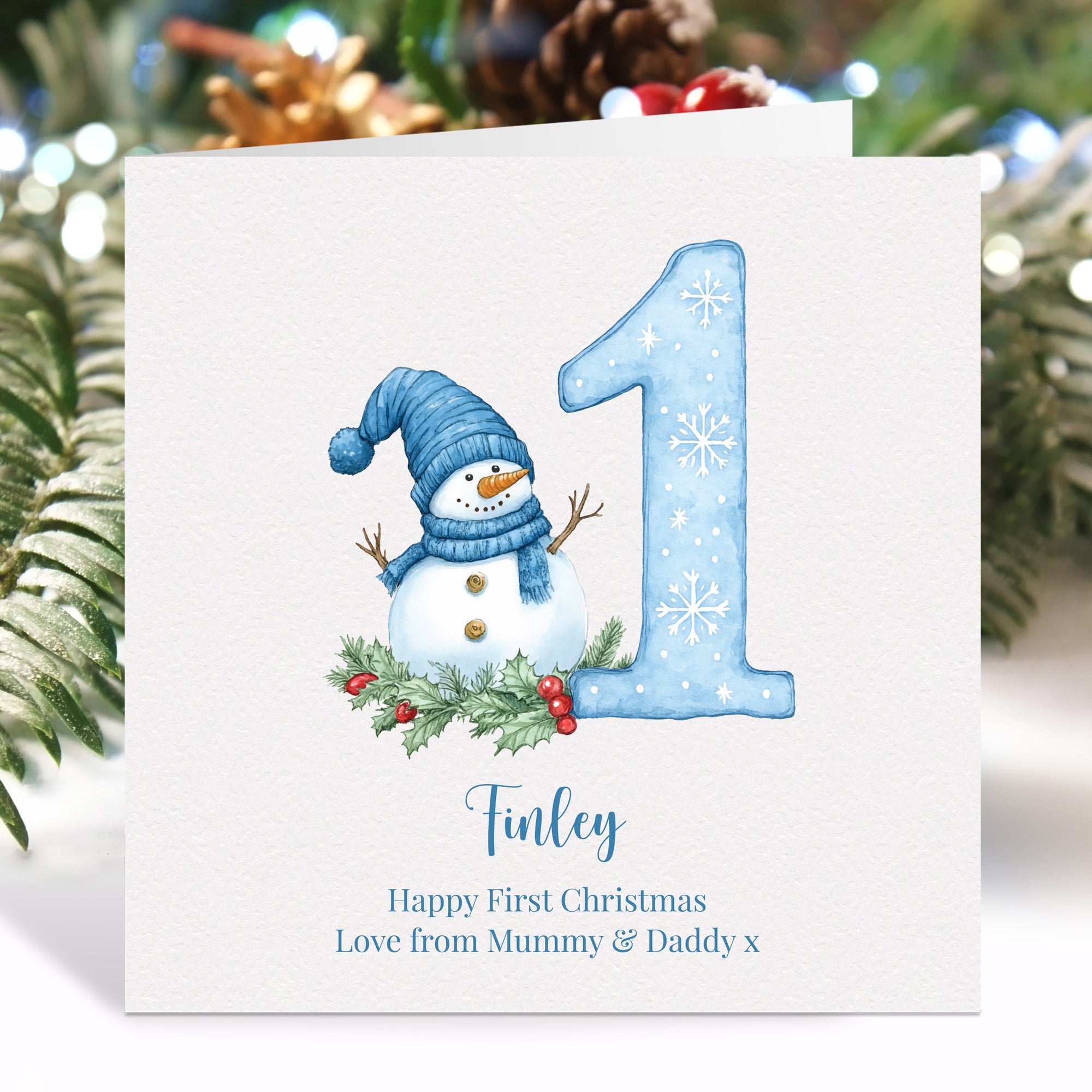 Personalised Baby's First Christmas Card For Boy