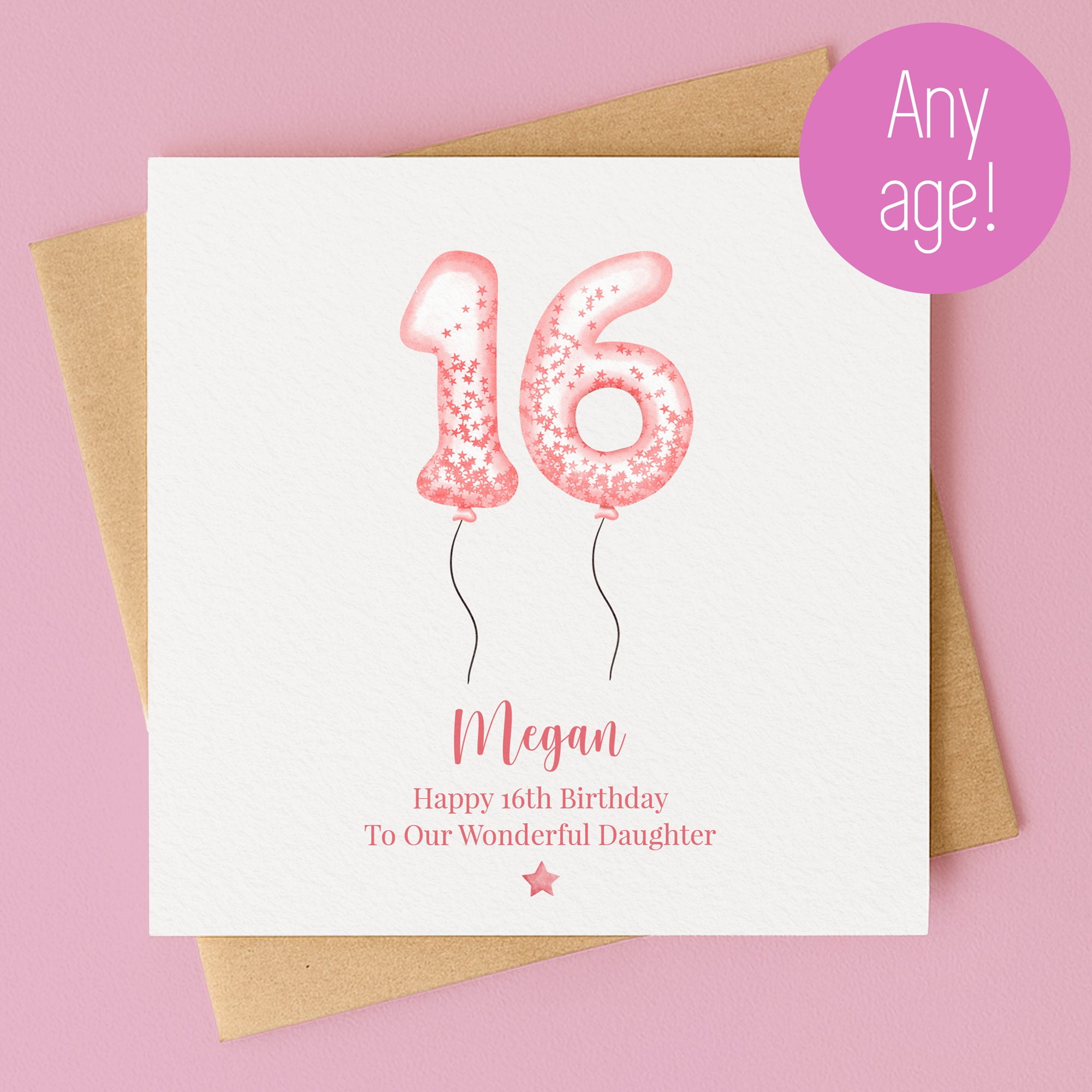 Personalised Blush Balloon Birthday Card