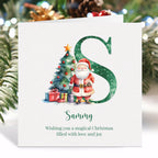 Personalised Green Initial Christmas Card