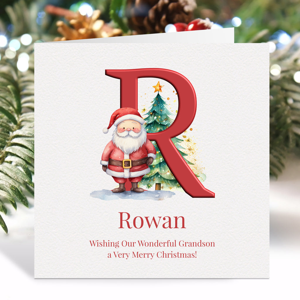 Personalised Red Initial Christmas Card