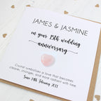 Personalised 15th Wedding Anniversary Card with Crystal Heart