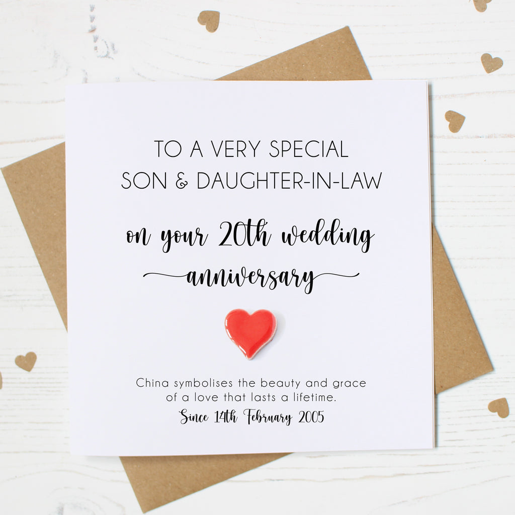 Personalised 20th Wedding Anniversary Card with China Heart