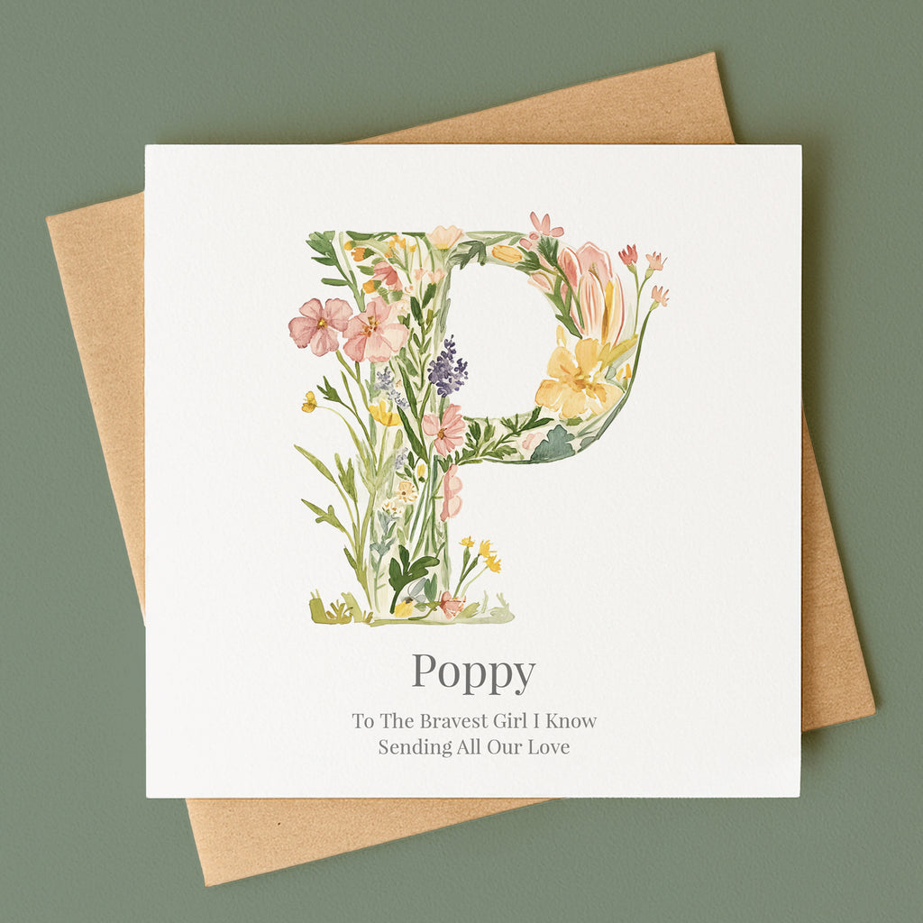 Personalised Botanical Initial Card – Any Letter