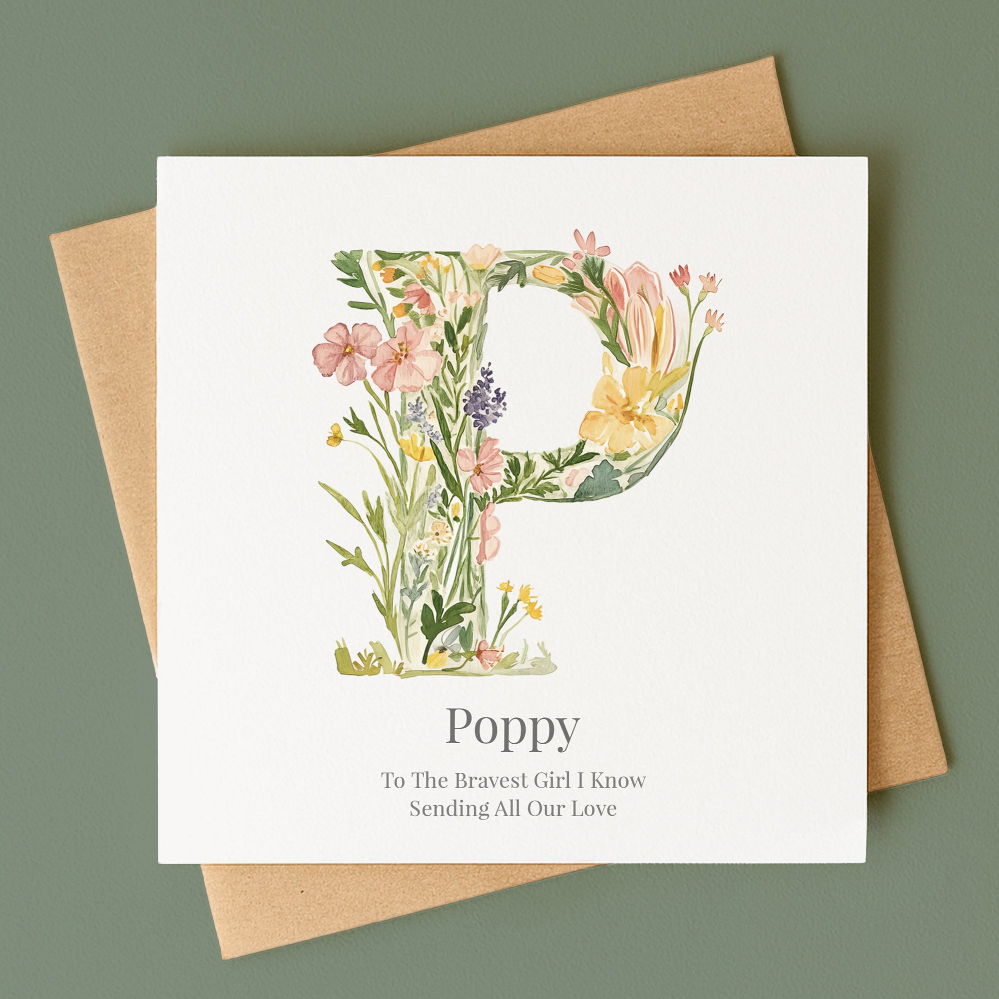 Personalised Botanical Initial Card – Any Letter