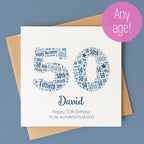 Personalised Blue Star Birthday Card For Him – Any Number