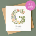 Personalised Botanical Initial Card – Any Letter
